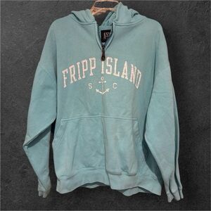 Womens Teal Zip-Up hoodie Fripp Island